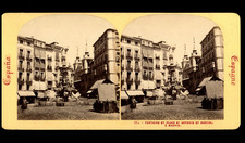 Espagne, Madrid, Fontaine et Place San Antonio et Martin, ca.1875, stéréo  tir