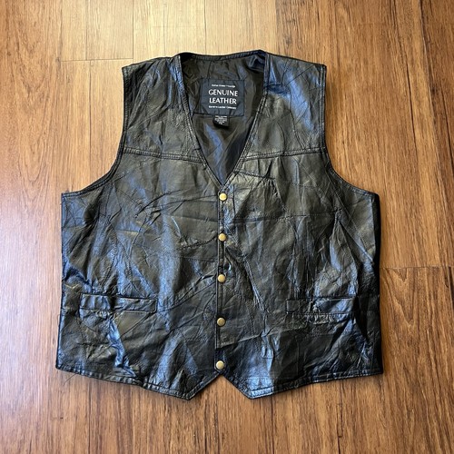 Vintage 90s leather vest - 90s, 2x