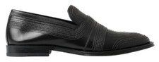 DOLCE & GABBANA Chaussures En Cuir Noir Mocassins Cousus EU40 / US7 RRP 1100 $