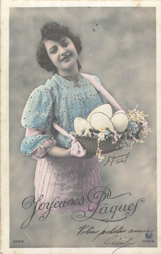 Easter woman with - easter, basket