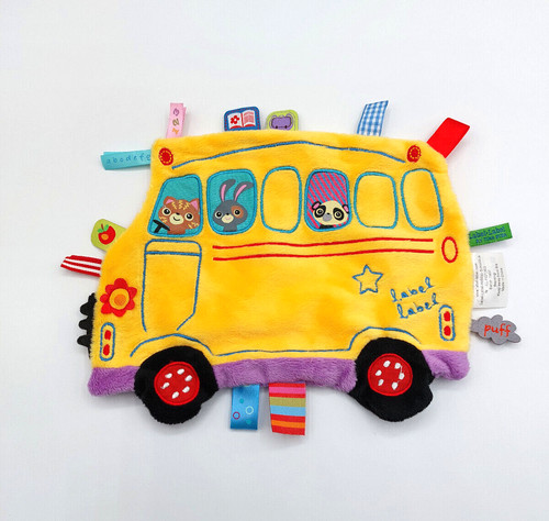 Doudou plat bus jaune - , label