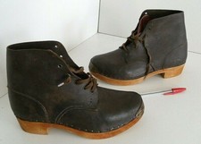 Paire authentique galoche godillot cuir chaussure semelle bois W1 W2