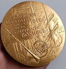 Médaille en bronze 360g musique symphonie bonheur medal signed
