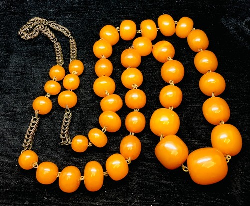 Ancien collier ambre baril