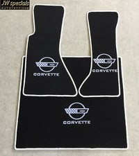 Tapis De Sol De Coffre Set Pour Chevrolet Corvette C4 3 Pièces Logo Blanc