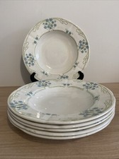 Sarreguemines service  Para 6 assiettes creuses en faïence Art Nouveau D 24 cm 