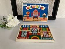 725⚜️ Ancien Jeu en Bois Blocs de Construction Building Blocks Vintage