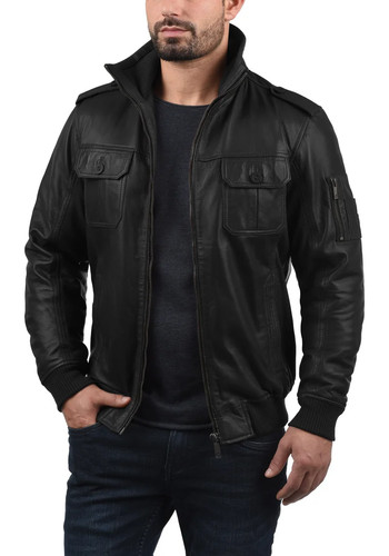 Blouson cuir bombardier noir