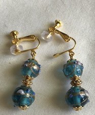 ?Boucles Perles Rondes Murano  Perles GÂTEAU Anciennes ?