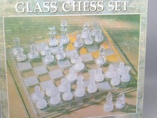 COFFRET ECHIQUIER VINTAGE EN VERRE COMPLET TBE