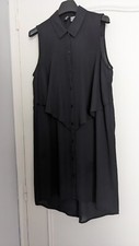 Longue tunique H&M noire transparente, doublée devant, sans manches, T 36, NEUVE