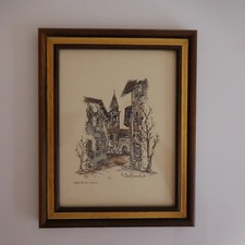 Dessin peinture encre fait main handmade C.BALLIANO 1982 Italie XXe art déco PN 