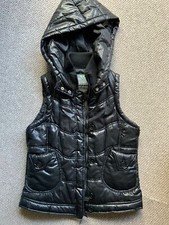 VESTE DOUDOUNE FEMME SANS MANCHES TAILLE S NOIR BRILLANT, AVEC CAPUCHE