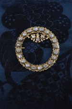 Ancienne broche en argent vermeil et pierres grises taille rose