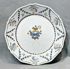 La Rochelle Assiette Faïence 18ème Fleurs Bleues