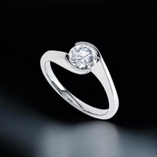 Bague de fiançailles en platine 950 diamant taille ronde 950 certifié IGI de ...