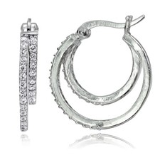Argent Sterling Zircone Double