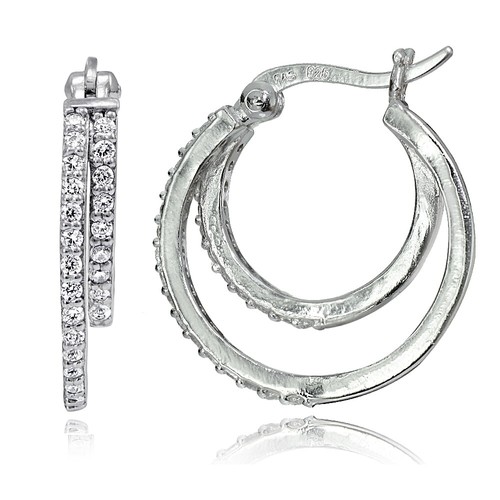 Argent sterling zircone double - sterling,
