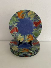 6 Assiettes Plates Laure Japy, Jardin Bleu.