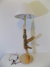 LAMPE DESIGN AK47 KALASHNIKOV OR (chevet bureau table lamp light arme kalach