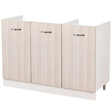 Meuble sous évier pour cuisine modulable. Meuble en bois couleur orme avec 3 por