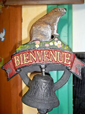 CLOCHE EXTÉRIEURE D'ENTRÉE MAISON, PORTE ET/OU PORTAIL, EN FONTE. DÉCOR MARMOTTE