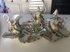 TRÈS RARE SERVICE ÉGOÏSTE PORCELAINE PARIS XIX POLYCHROME