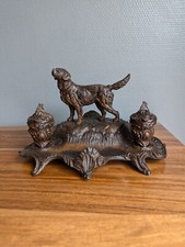 Encrier chien de chasse signé