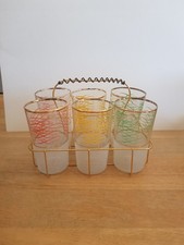 Lot 6 Verres A Orangeade Granité Panier Doré VMC vintage