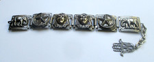Ancien bracelet en argent égyptien éléphant pharaon main fatma bijou vintage 71