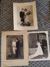 Lot De 3 Anciennes Photos De Mariage, Grand Format, Toutes Époques, déco Vintage