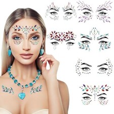 Lot de 6 feuilles de strass pour le visage pierres précieuses tatouages tempo...