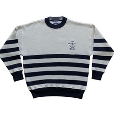 Pull marin vintage Grand Largue T L lainage écru & bleu marine
