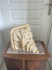 Ancienne Console D'Applique Murale Doré Blason Arme Jeanne D'arc Plâtre Lys