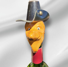 Vintage 50's French Carved Wood Cork Wine Bottle Stopper Georges Feret Art