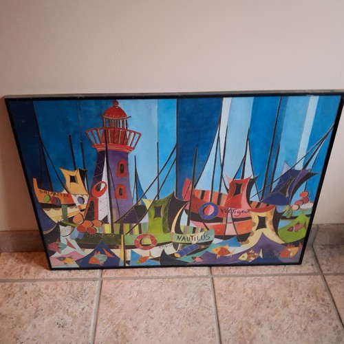 Tableau abstrait bateaux - , et