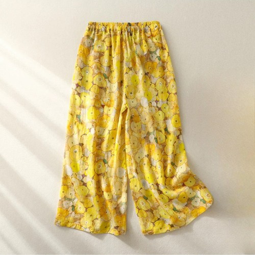 Pantalon fluide femme jaune - fluide,