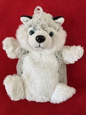 ??Doudou peluche Marionnette Chien Loup Husky Blanc Gris Chiné RODADOU TTBE