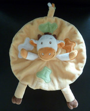 13. Doudou plat rond KIMBALOO VACHE GIRAFE orange jaune vert marron NEUF*