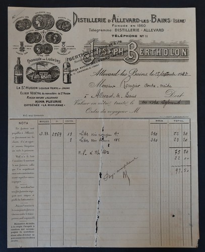 Facture 1928 alevard les - facture,