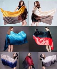 Foulard en soie dégradé coloré châles serviette de plage danse du ventre foulard