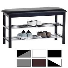 Banc de rangement meuble à chaussures assise 2 étagères bois massif