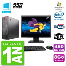 PC Fujitsu Esprimo E520 Ecran 19" G3220 RAM 8Go SSD 480Go Graveur DVD Wifi W7
