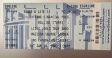 The Rolling Stones ticket billet UNUSED NEW YORK MSG 18 janvier 2003 Licks Tour