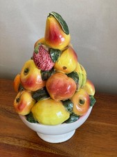 Coupe , corbeille  de fruits pyramide  vintage, céramique trompe l oeil