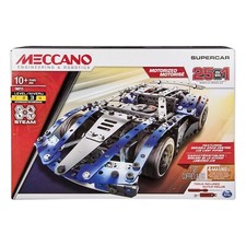 Meccano Supercar 25-en-1 6044495 bleu pièces carrosserie voiture du kit coffret