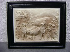 Tableau Calcaire fontaine pétrifiante C F BECKER Scène Campagne Vintage