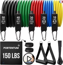PORTENTUM Elastique Musculation avec 5 Niveaux différents allant jusqu'à 150 l