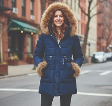 Doudoune HIVER pour femme imperméable - capuche - manches en fausse fourrure XXL