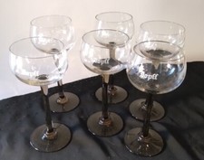 LOT 6 VERRES DOPFF ALSACE, PIEDS MARRONS FUMÉS, CONÇUS EN 3 PARTIES, ANNÉES 60